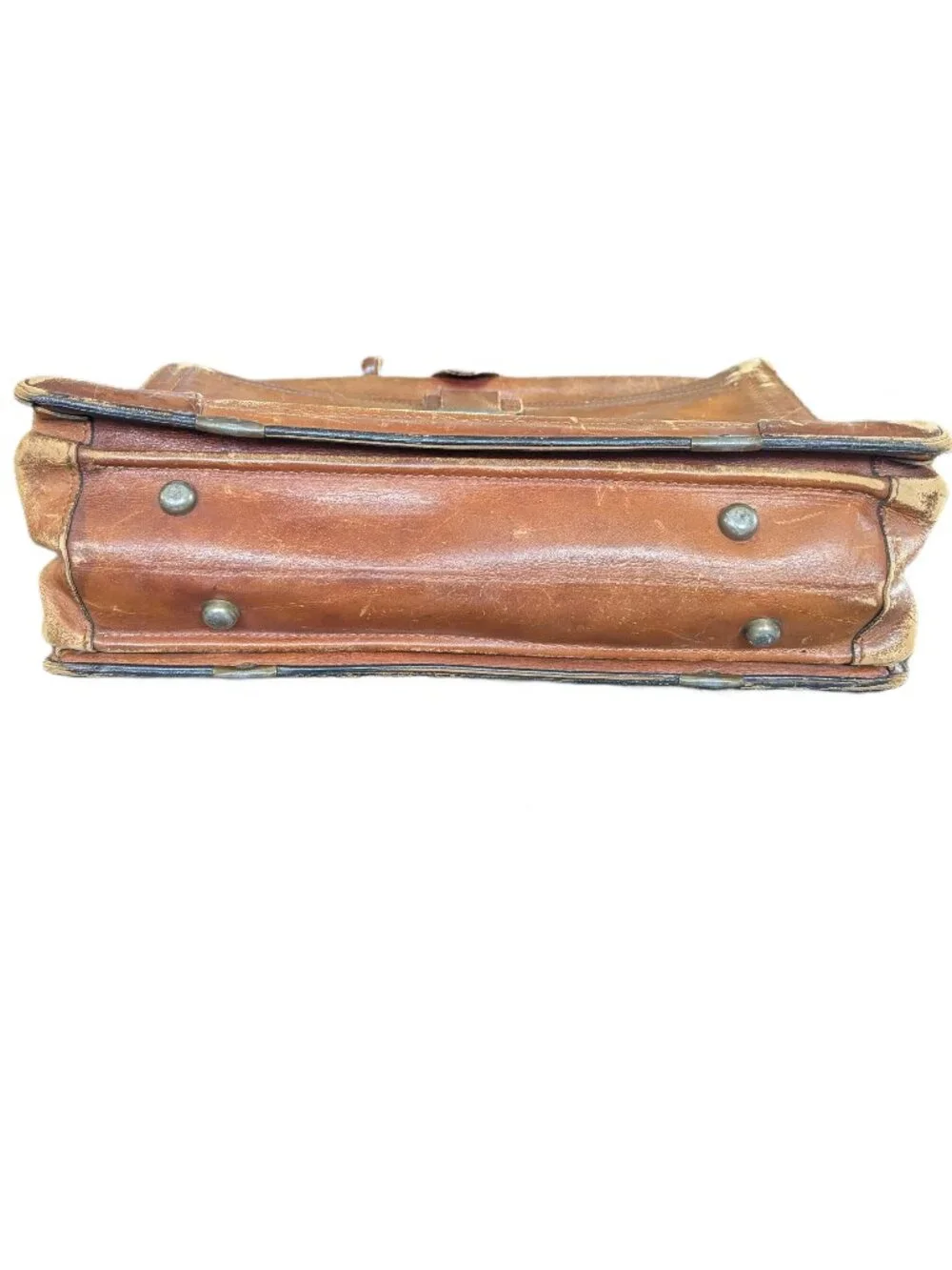 Henwick Vintage Leather Briefcase with Hinged Mouth Opening and Combo Lock